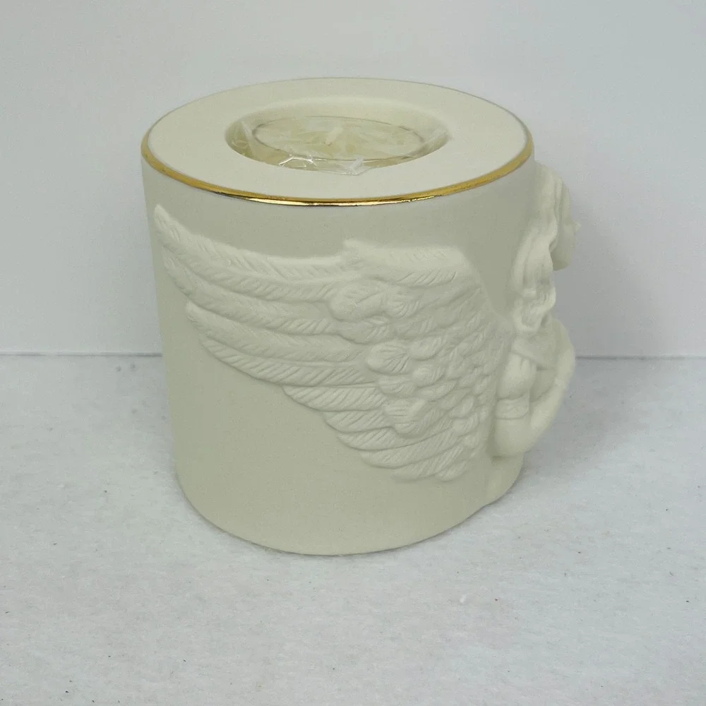 Lenox Radiant Light Angel Votive Ivory Porcelain Gold Trim Candle Holder 863056